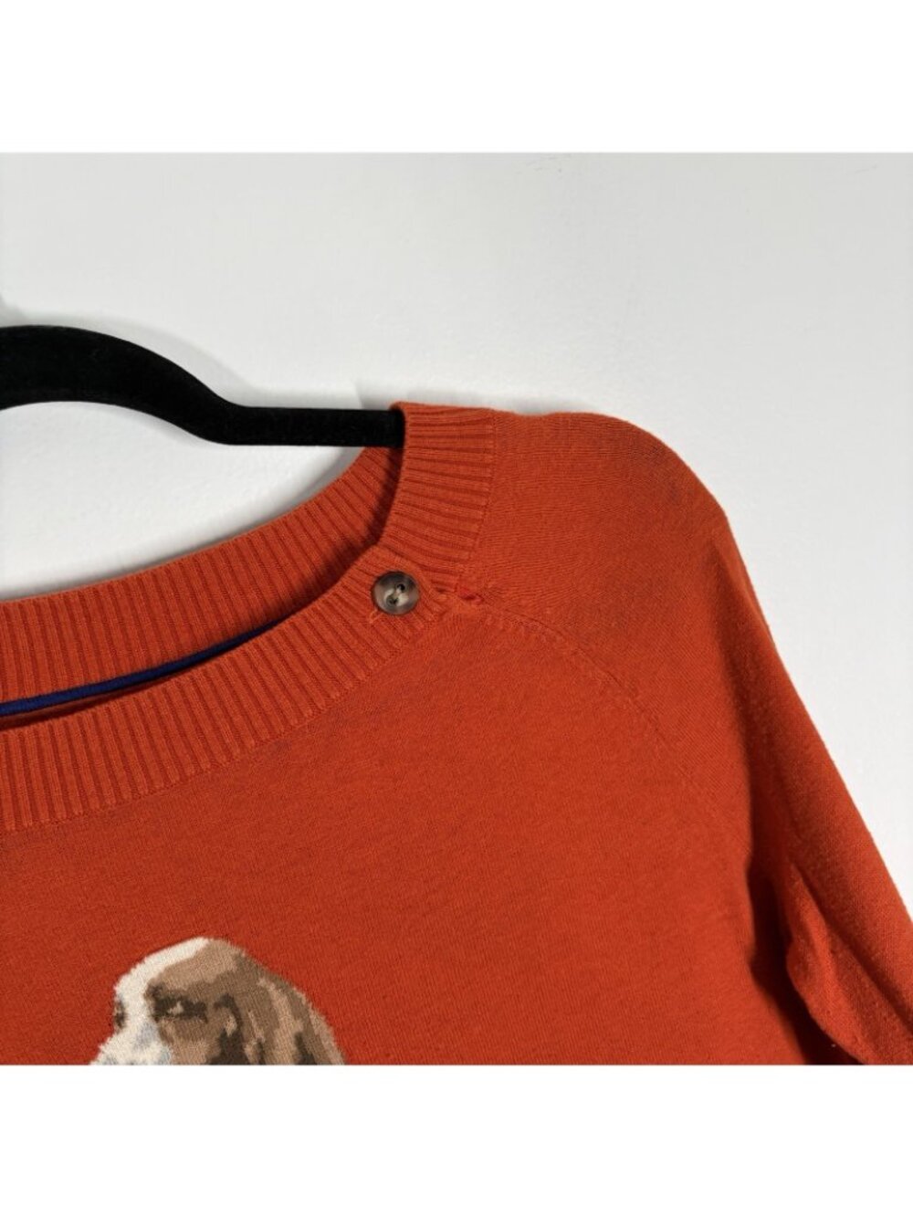 Tommy Hilfiger Womn M Orange Button Detail Basset Hound Graphic Pullover Sweater - Picture 6 of 10